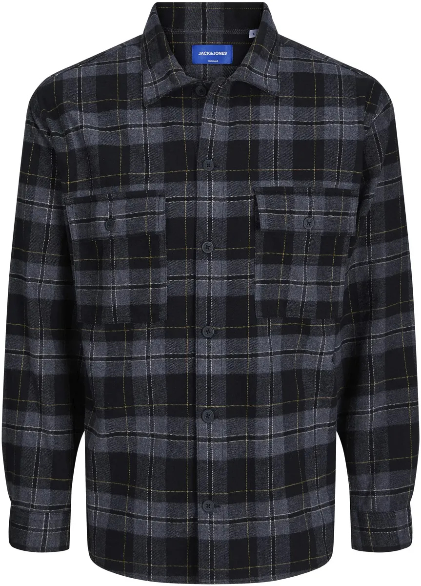 

Рубашка Jack & Jones PlusSize с длинными рукавами "JORBLAFRI CHECK OVERSHIRT LS PLS", с нагрудными карманами, черный