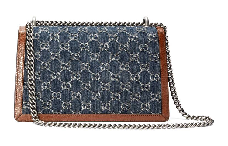 Джинсовая сумка через плечо GUCCI с кожаной отделкой — фото 4