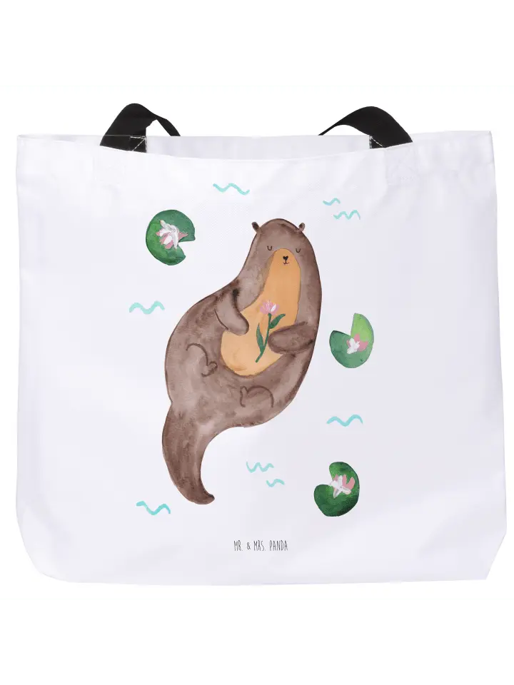 

Сумка-шоппер Mr & Mrs Panda Otter Seerose ohne Spruch, белый