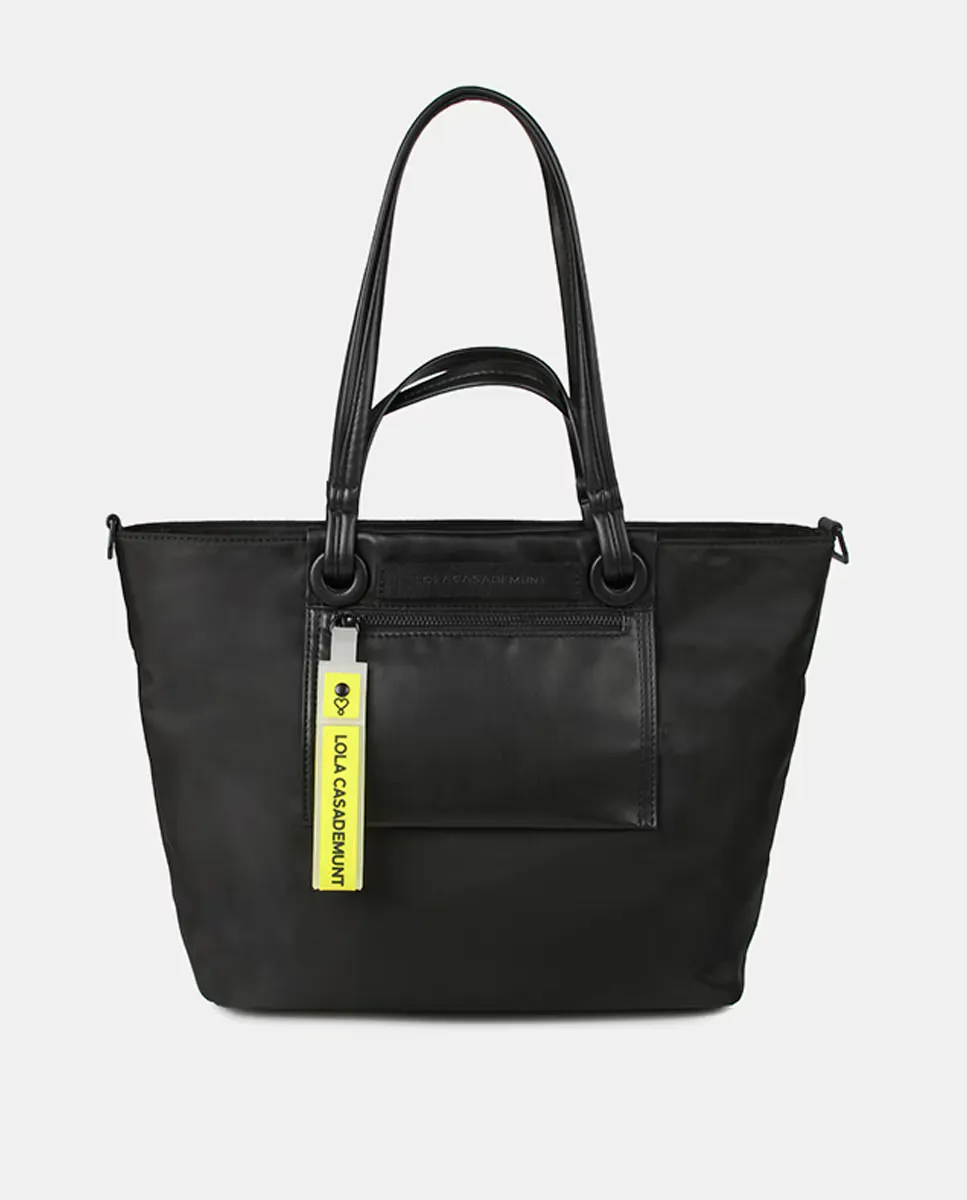 

Плетеная сумка-шоппер черного цвета среднего размера с логотипом Lola Casademunt, черный