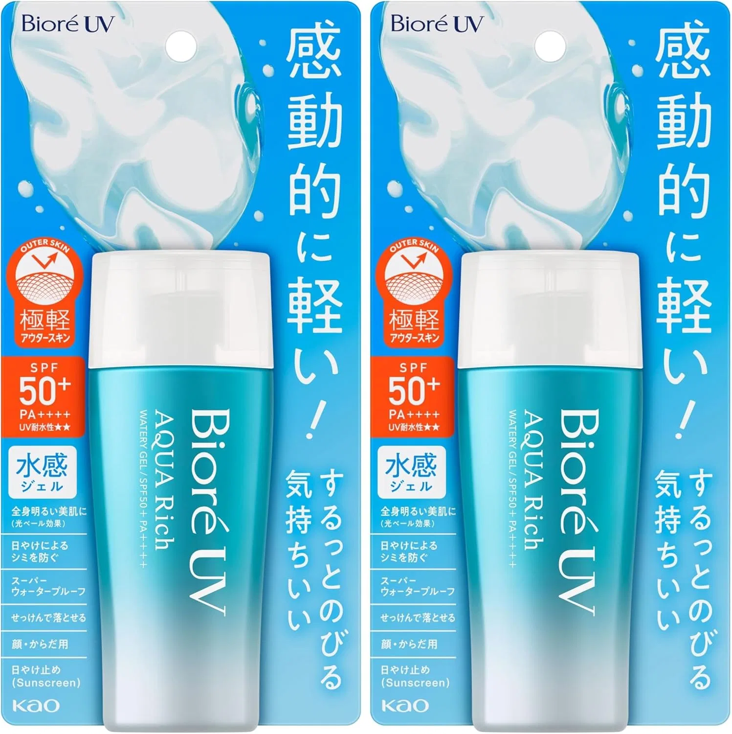 Солнцезащитный гель Biore UV Aqua Rich Water Gel 70 г прозрачный