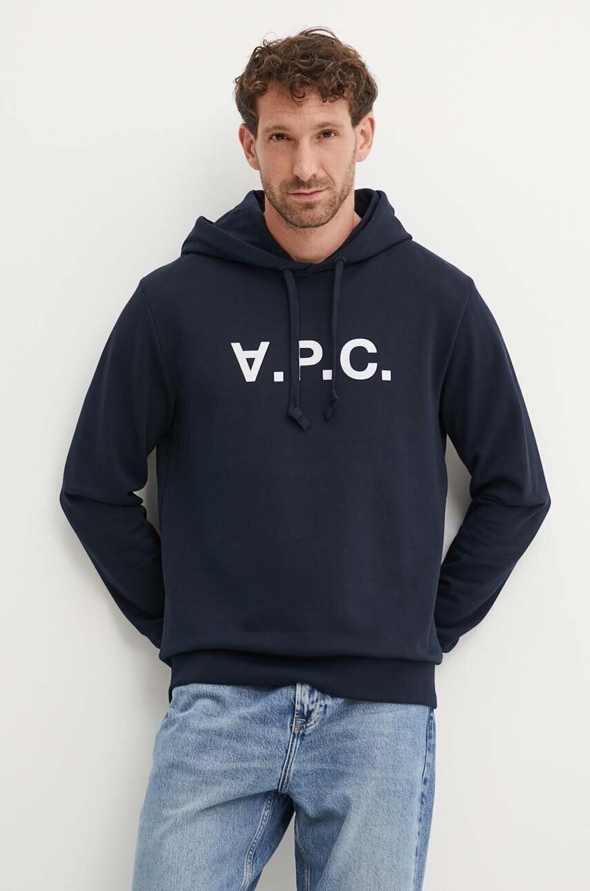 

Хлопковая толстовка с капюшоном GOTS Standard grand vpc A.P.C., темно-синий