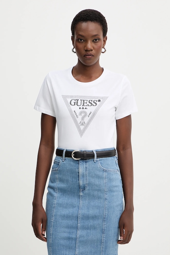 

Хлопковая футболка Guess, белый