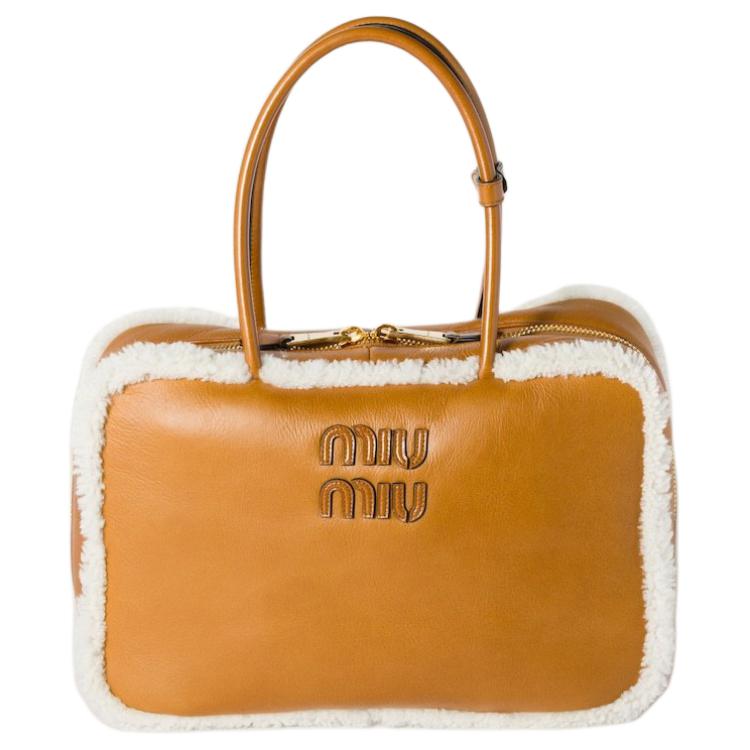 

Кожаная сумка через плечо MIU MIU Цвет коньячный и натуральный коньяк