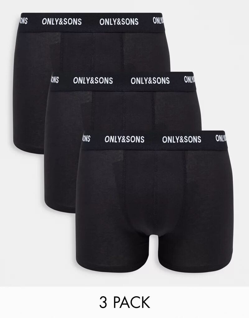 

Набор из 5 однотонных черных трусов Only & Sons