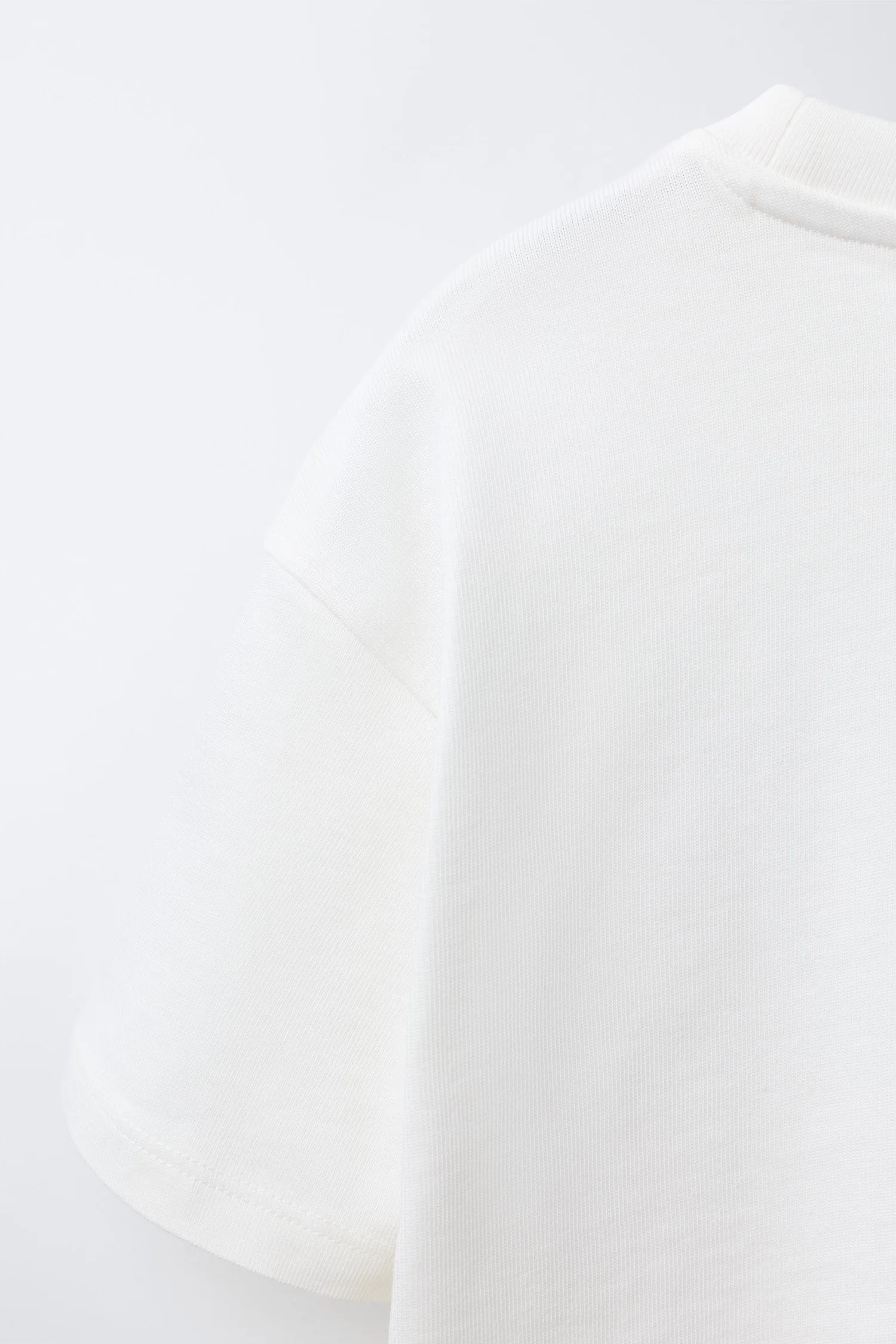 Плотная футболка с вышитым слоганом Zara, экрю — фото 4