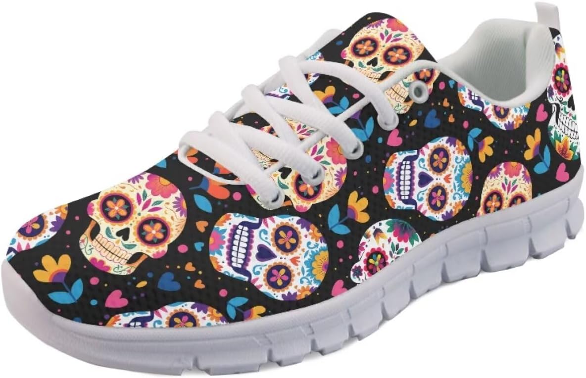 

Кроссовки Forchrinse для женщин и мужчин, повседневные обувь на шнуровке, дышащие легкие теннисные кроссовки для тренировок и ходьбы, Skull Print