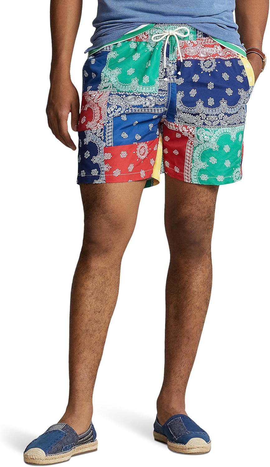 

Мужские однотонные шорты для плавания POLO RALPH LAUREN Traveler, Archival Bandana Patchwork