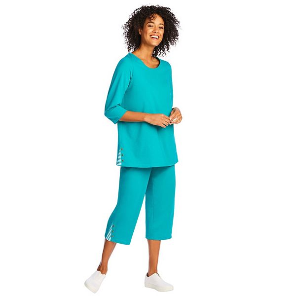 

Комплект из 2 предметов в полоску из френч-тери, plus size Woman Within, Waterfall Mini Stripe