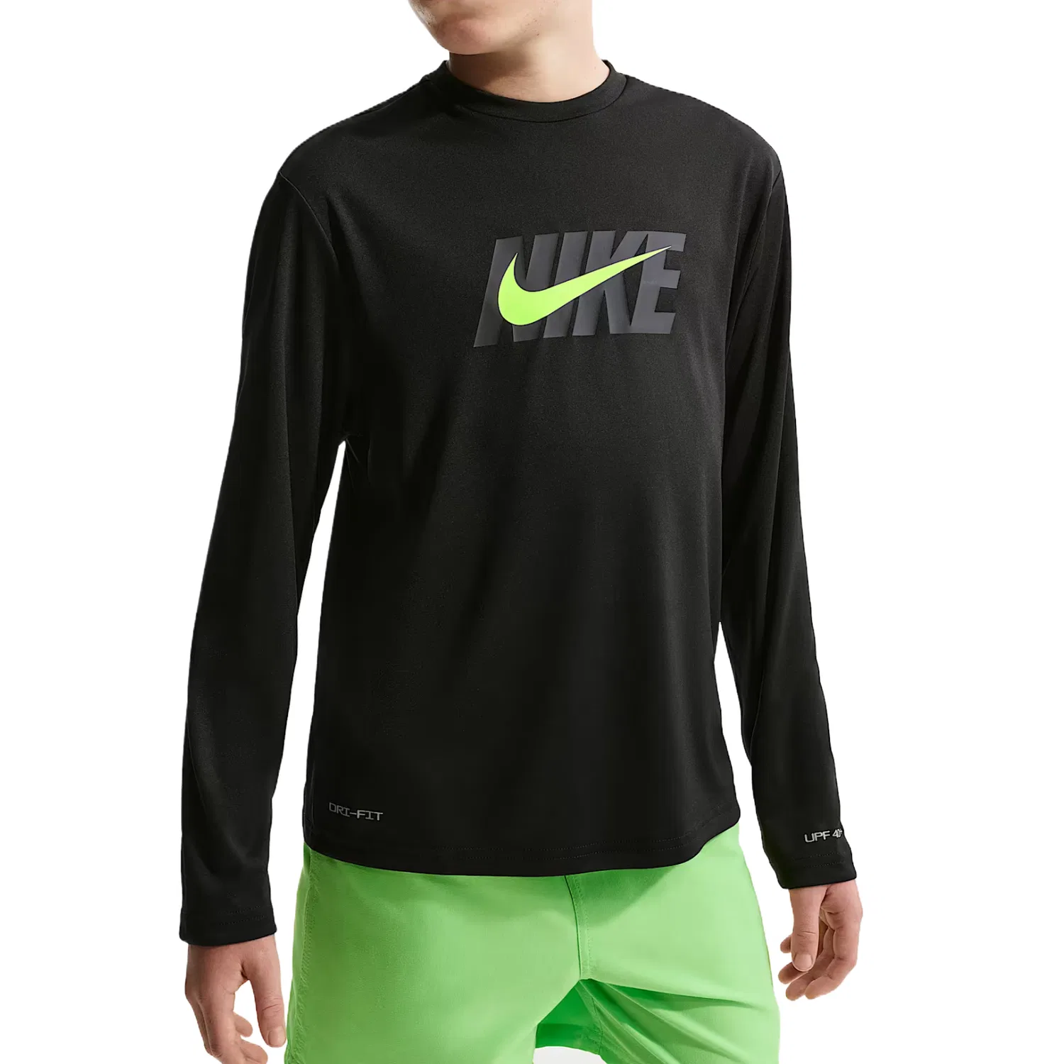 Купальник для детей Nike Dri-FIT черный/неоново-желтый/холодный серый
