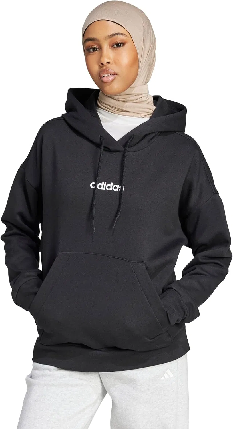 Толстовка женская adidas Essentials Linear Fleece, Black/White — фото 3