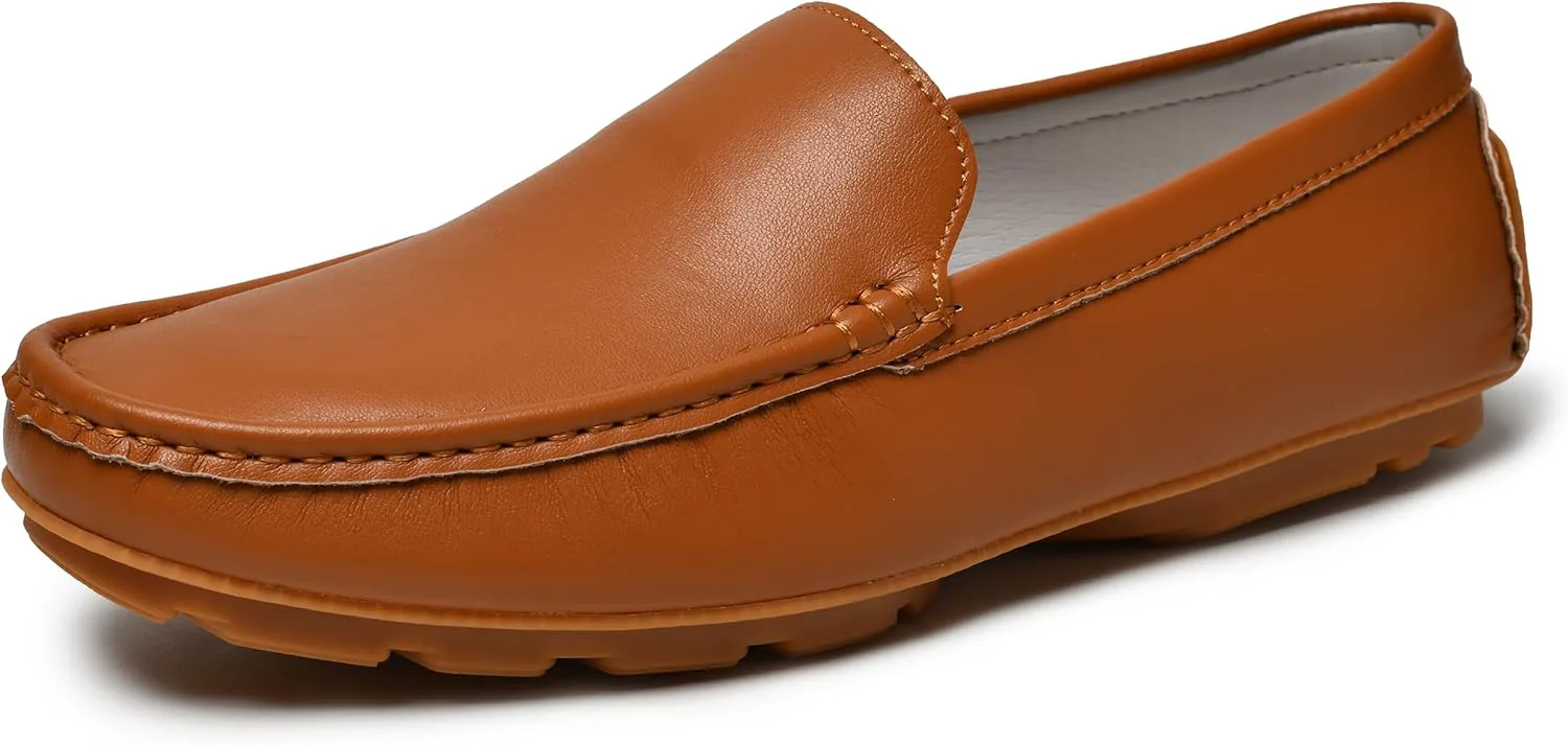 Мужские туфли JIONS Penny Loafers из кожи, мокасины для вождения, слипоны, формальные ботинки, светло-коричневый — фото 2