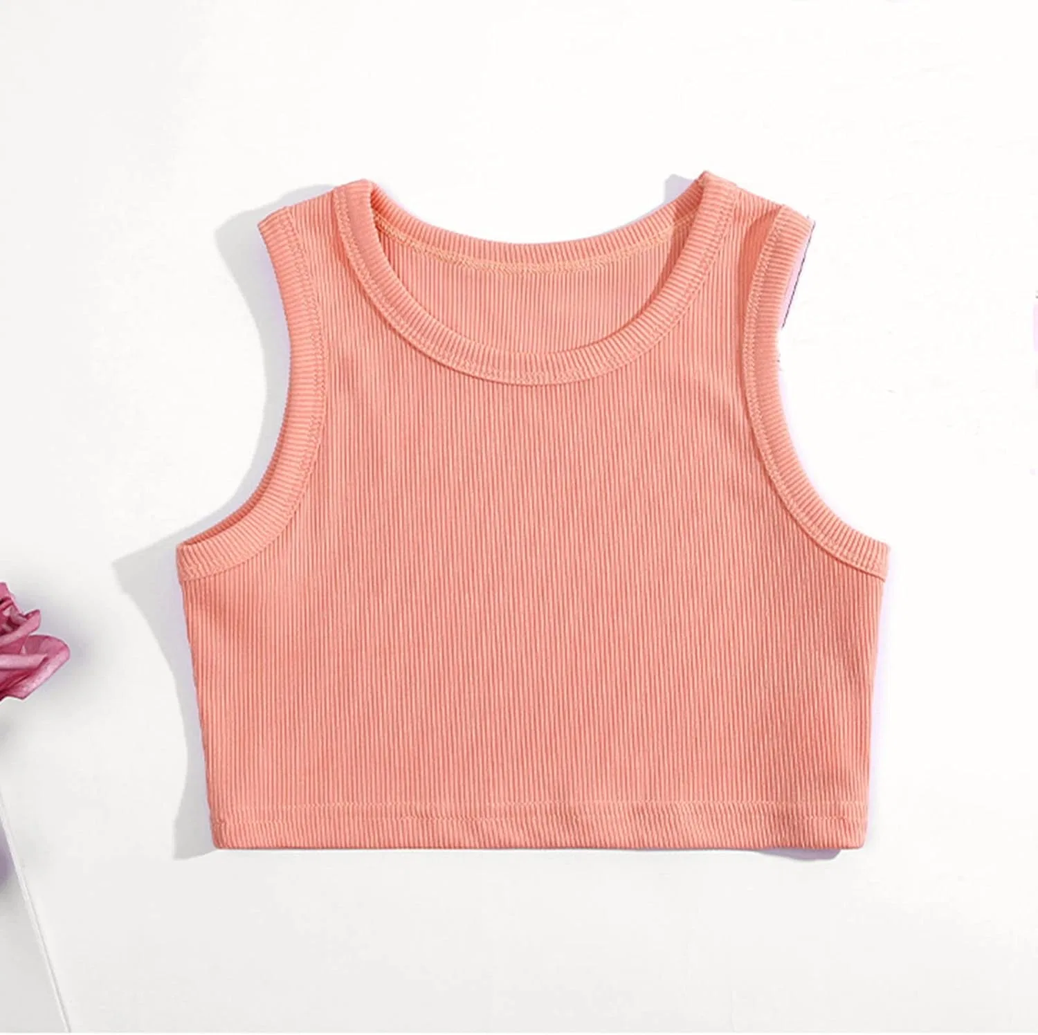 Детский топ майка Ribbed Crop, Generic, Pink — фото 4