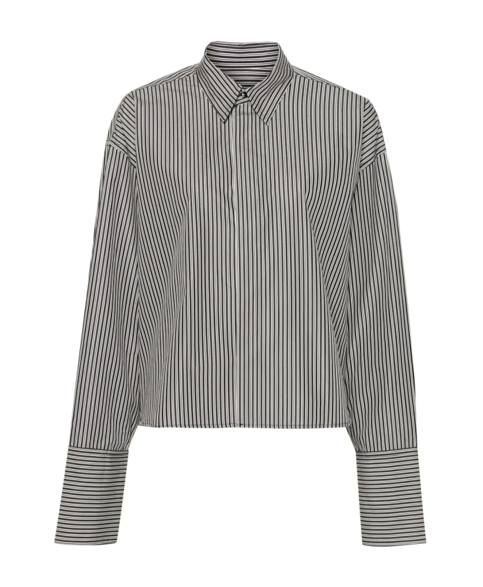 

Полосатая рубашка свободного кроя с длинными рукавами Ami Paris, черный