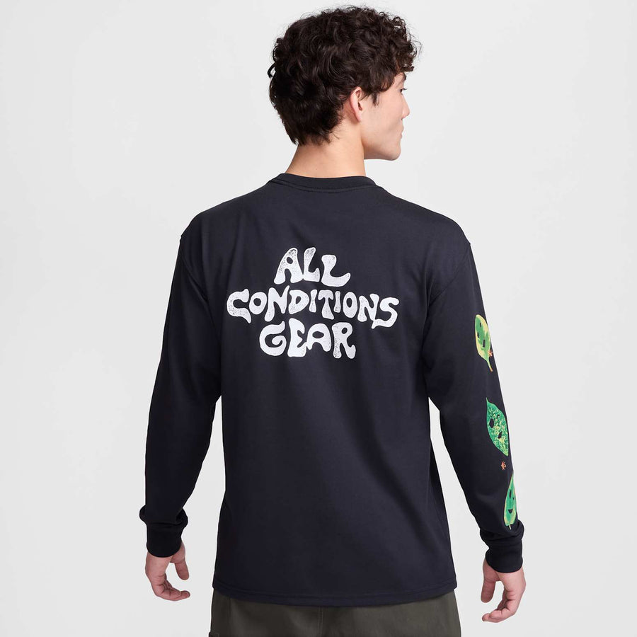 Футболка Nike Long Sleeves T-Shirt Asia Sizing 'Black', черный — фото 3