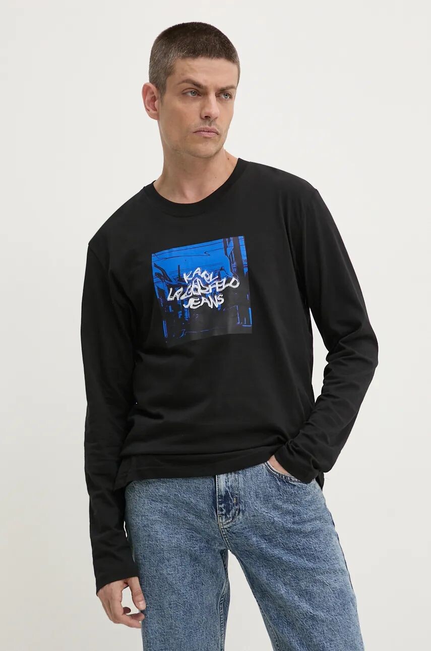 

Хлопковый топ с длинными рукавами Karl Lagerfeld Jeans, черный