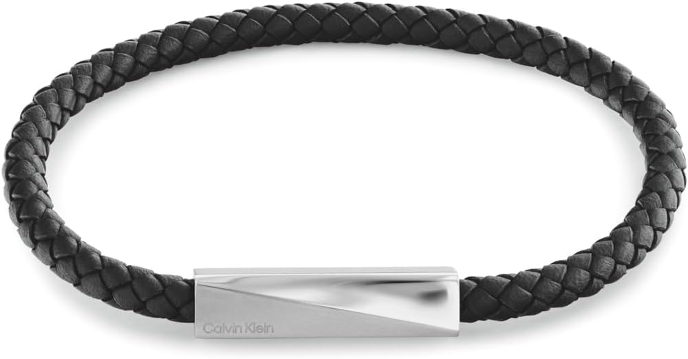 

Мужские украшения Calvin Klein - Черный кожаный браслет с культовым логотипом - Современная элегантность - Премиум-мода на каждый день - Подарок для него, Black