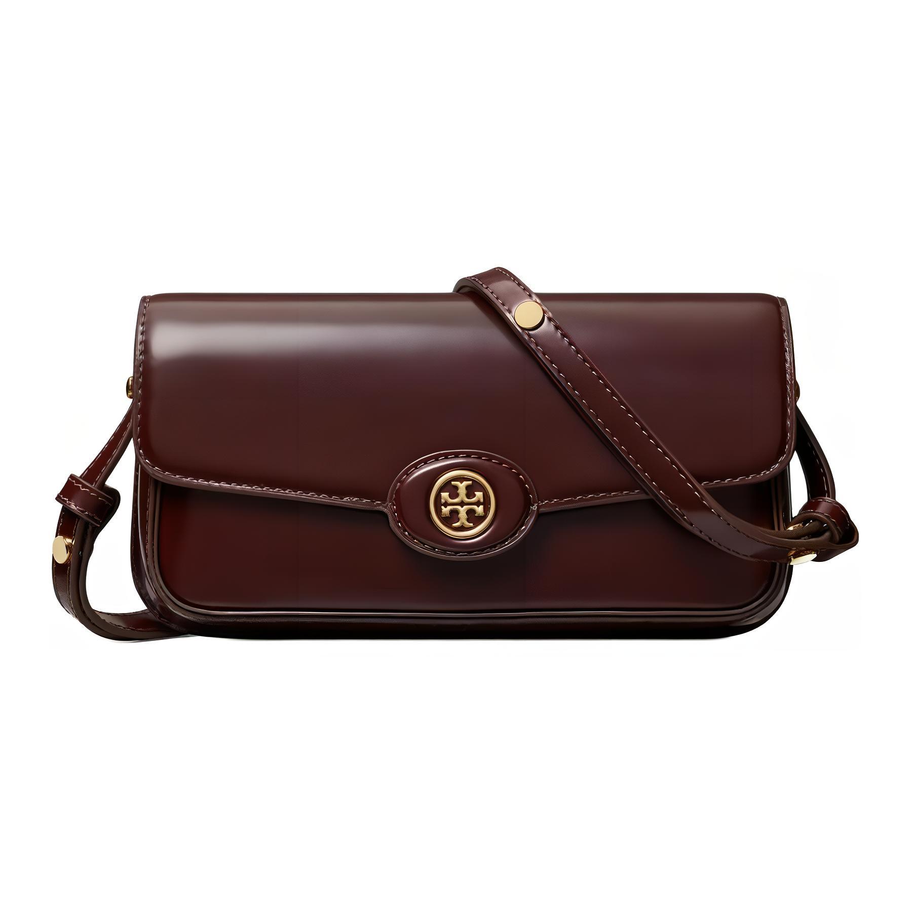 

Кожаная сумка через плечо женская бордовая TORY BURCH