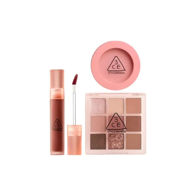 

Наборы для макияжа Jiugongge: тени для век, жидкая помада, румяна 3CE, taro paste eye shadow palette+first peach розовый blush+oolong milk tea lip gloss