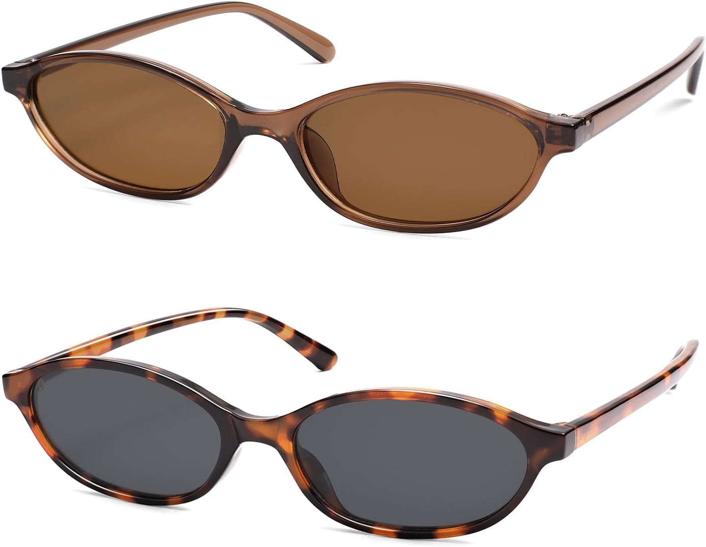 

Ретро-солнцезащитные очки «кошачий глаз» овальной формы для женщин, модные узкие солнцезащитные очки в стиле Y2k, дизайнерские солнцезащитные очки AR82253 HERJOUR, B02 Clear Brown+tortoise/Grey