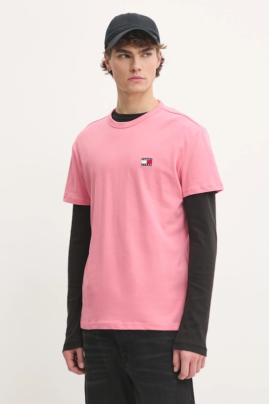

Хлопковая футболка Tommy Jeans, розовый