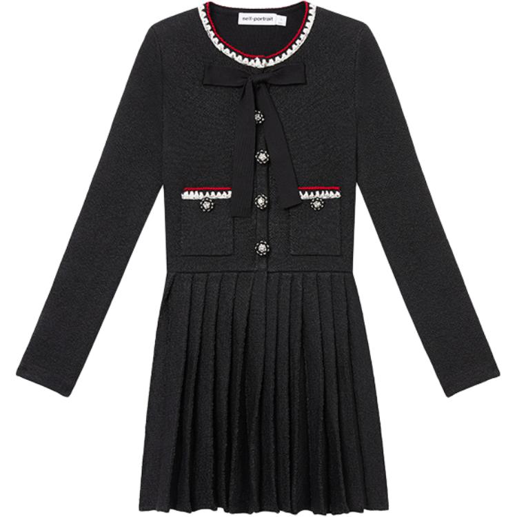 

Self-portrait Женское классическое черное платье с длинными рукавами Self Portrait