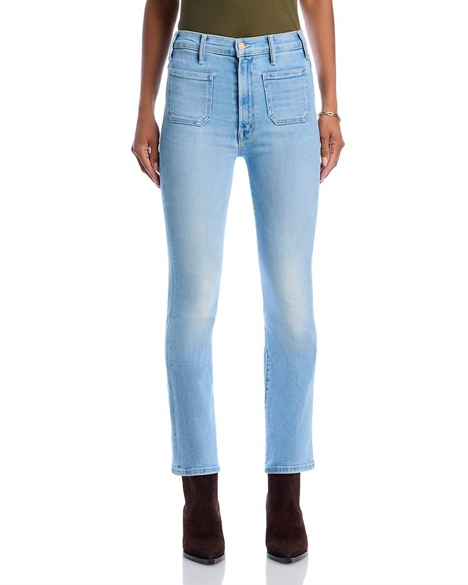 

Hustler Джинсы с накладными карманами и высокой посадкой, укороченные, цвет Tune In Tune Out Mother, Tune In Tune Out