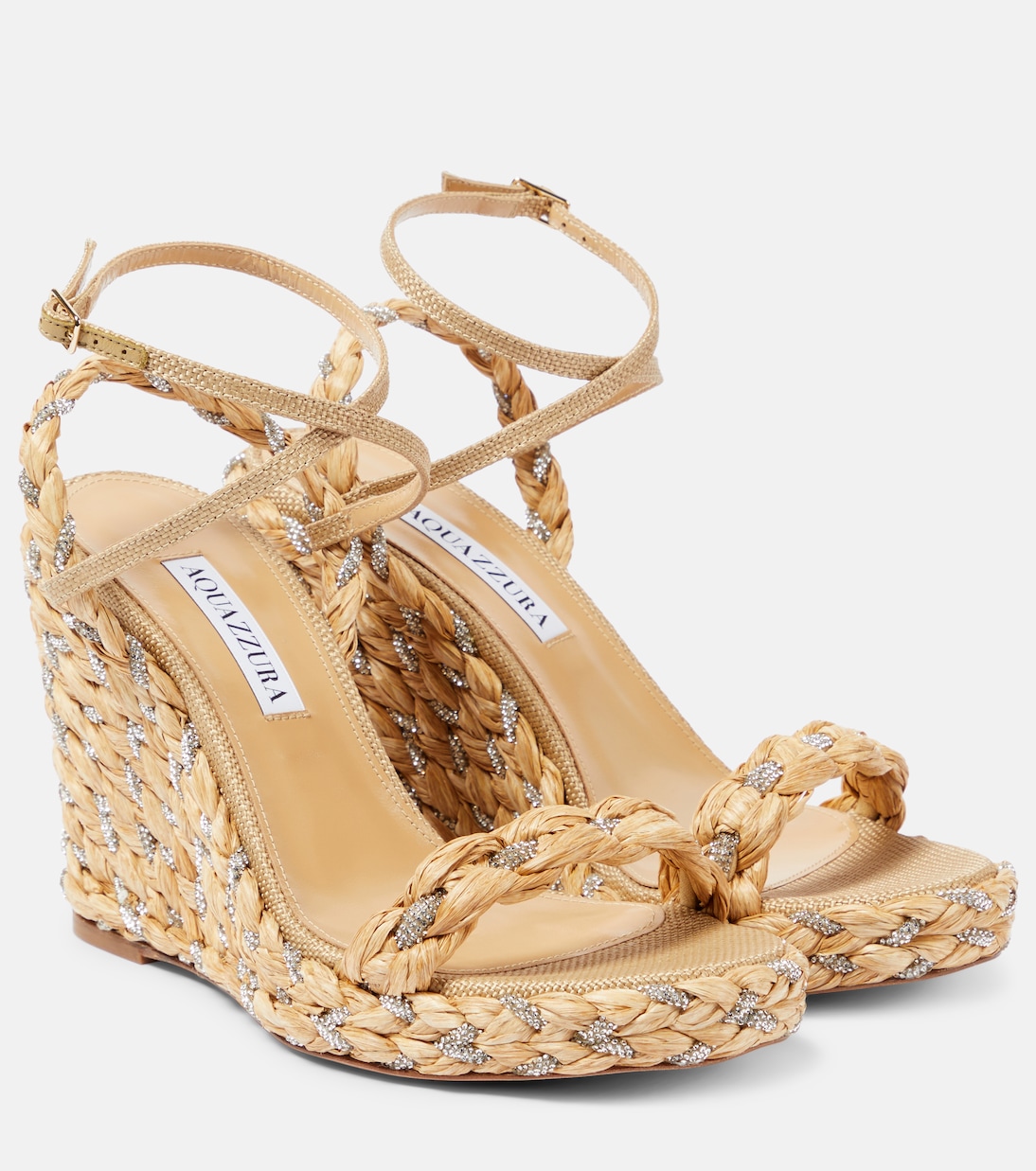 Костьера 120 декорированные эспадрильи на клиновидной подошве Aquazzura, Natural
