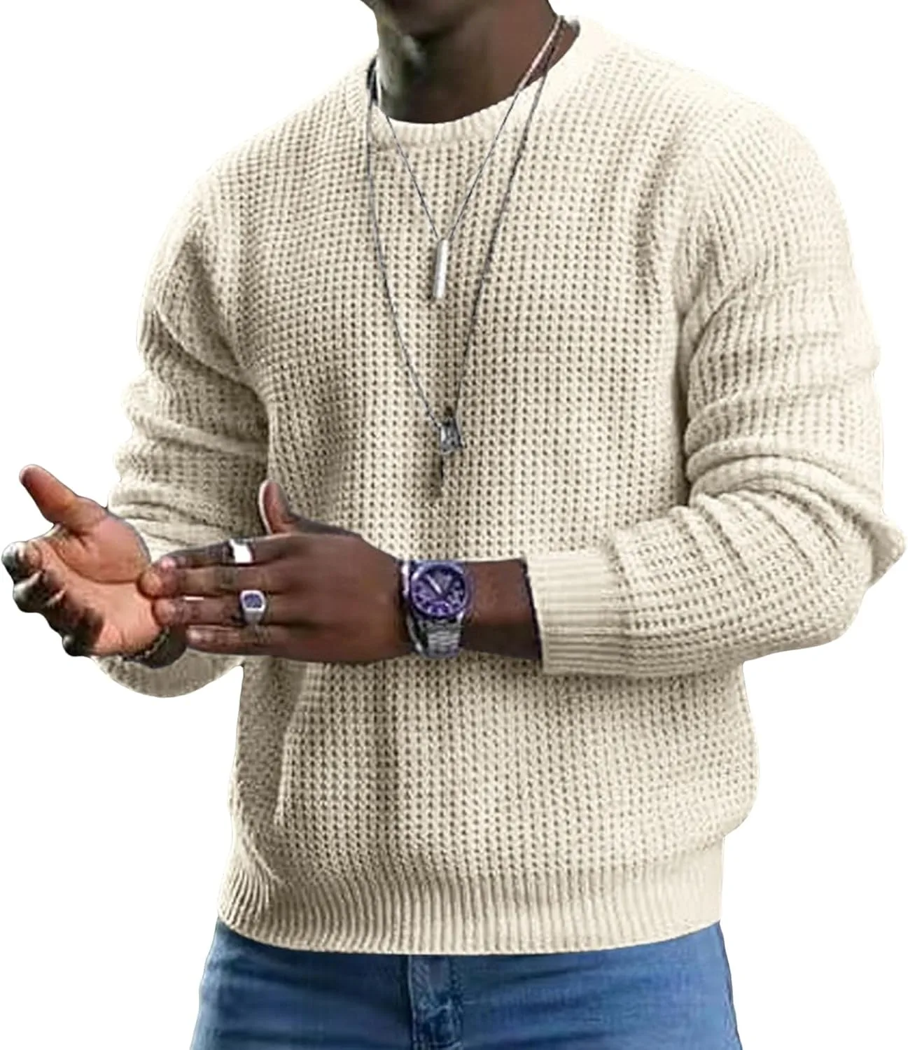 

Мужской свитер с длинными рукавами, свободный крой, воротник-гольф