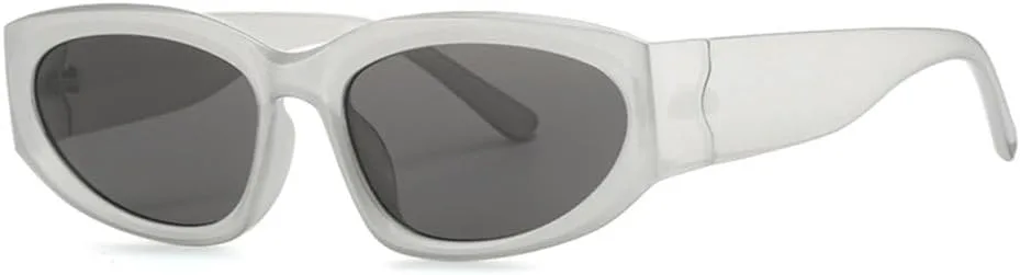 

MUTYNE Модные женские овальные солнцезащитные очки, роскошные, маленькие, коричневые, сексуальные, в стиле «кошачий глаз», винтажные панк-очки для женщин, Silver Gray