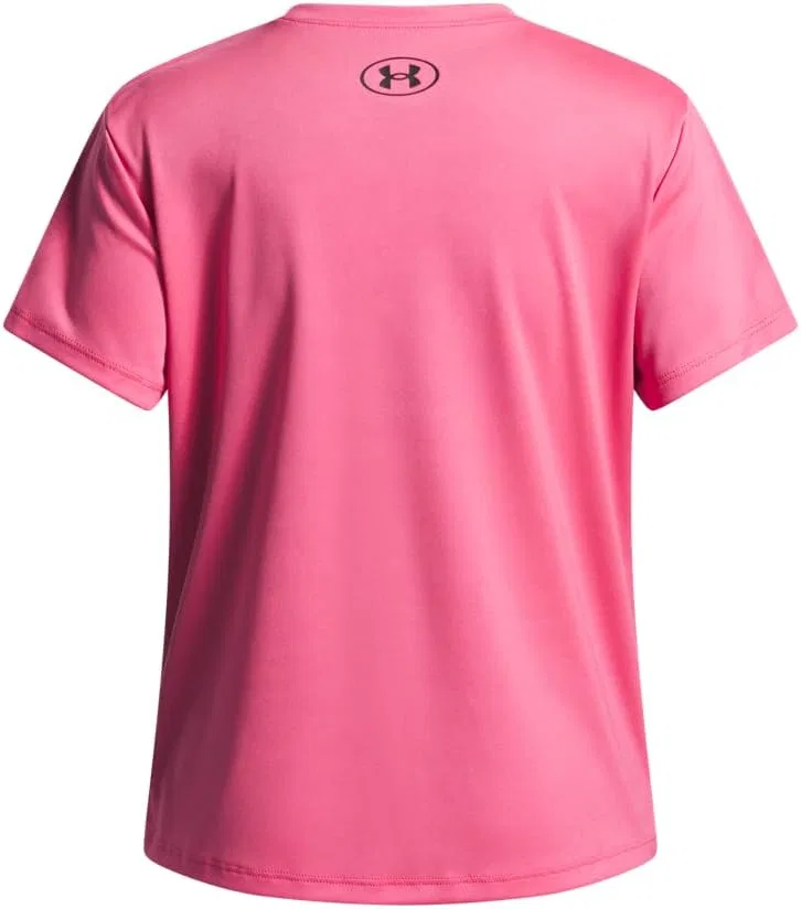 Футболка детская с принтом Under Armour, цвет Super Pink / Black — фото 2