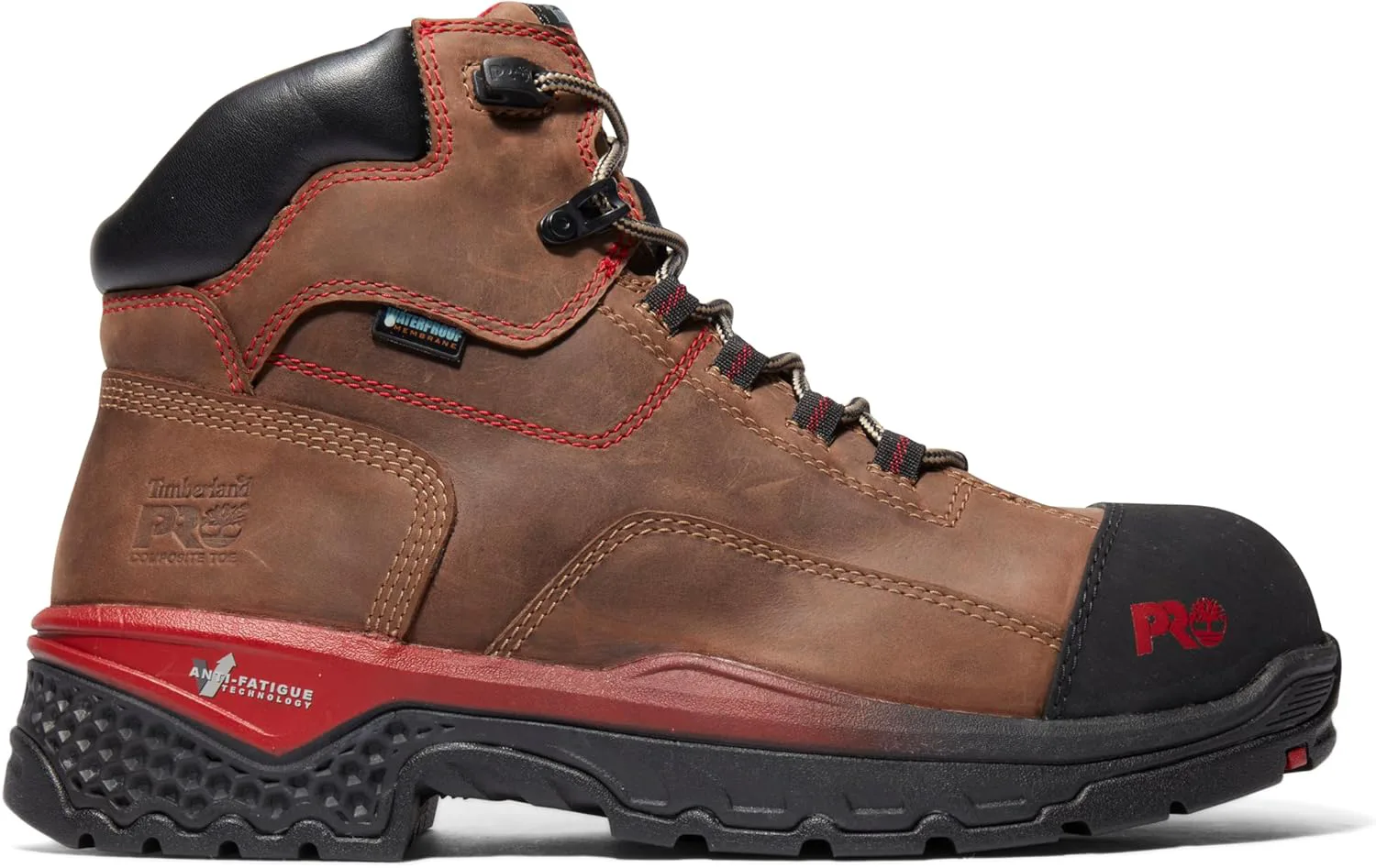 Мужские рабочие ботинки Timberland PRO Bosshog с композитным носком, водонепроницаемые, высотой 6 дюймов, коричневый/красный — фото 3