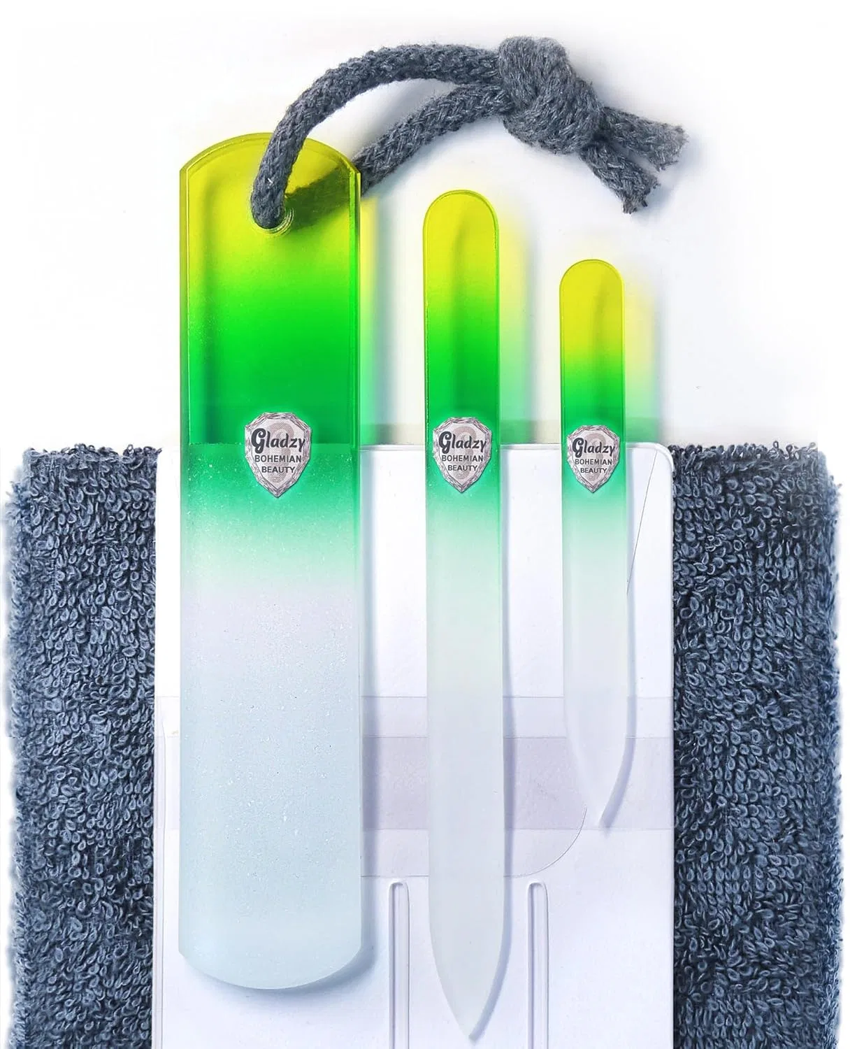 Набор пилок для ногтей из чешского стекла Gladzy, Travel Set - Lemon Green