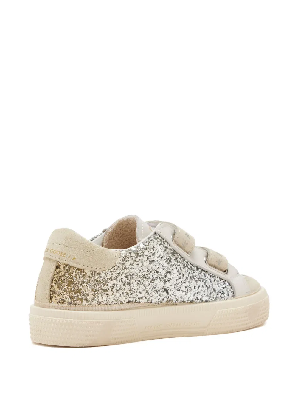 Кроссовки с блестящими звездами Golden Goose Kids, серый — фото 2