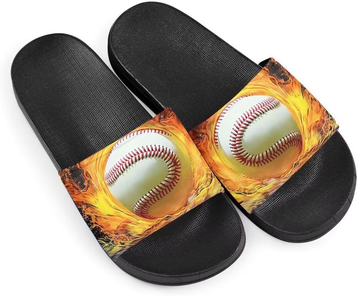 

Сандалии-шлепанцы с рисунком бейсбольных и футбольных мячей для взрослых мальчиков, нескользящие летние домашние тапочки, шлепанцы без шнурков Getelinseng, золотой