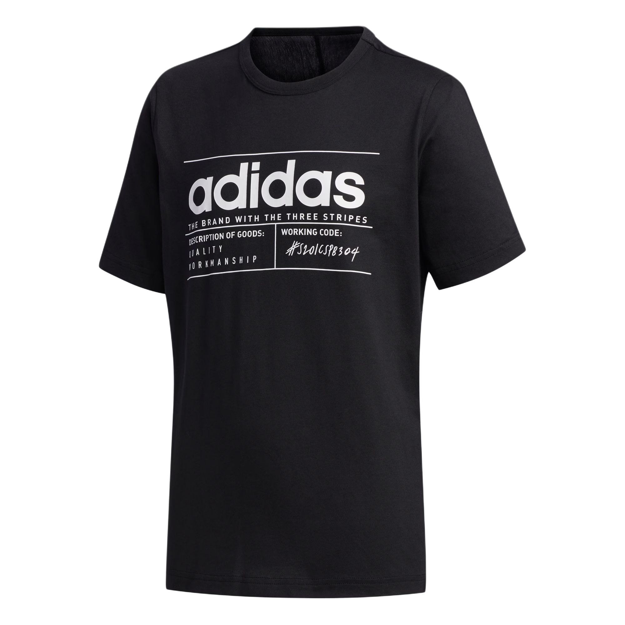 Футболка для школьников с круглым вырезом, умеренная посадка Adidas, черный
