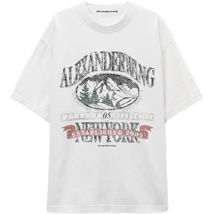 Футболка с графическим принтом Alexander Wang, Vintage White