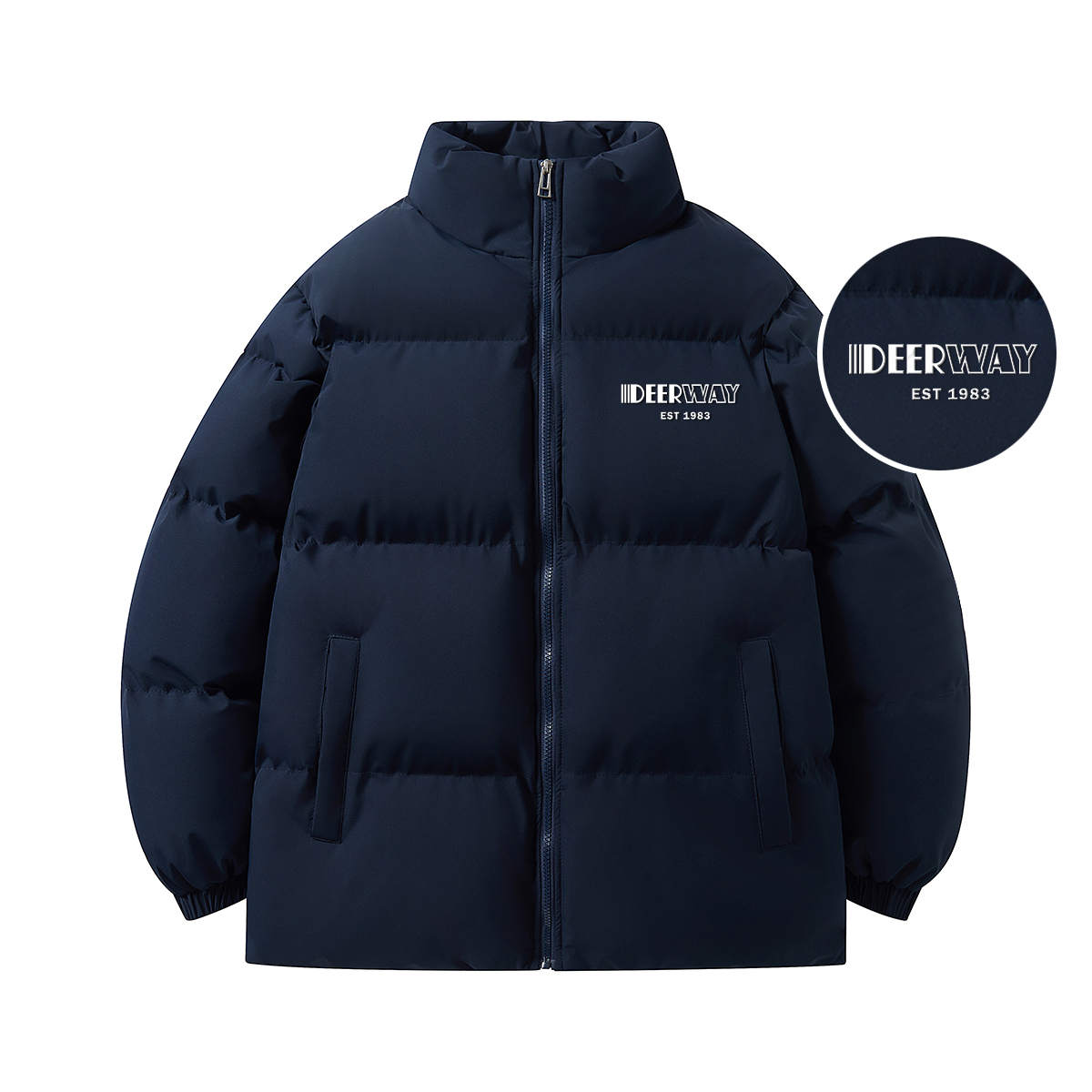 

Пуховик Unisex Stand Collar утепленный стеганый DEERWAY, темно-синий