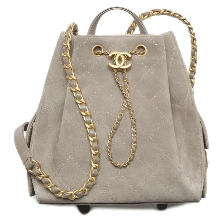 

CHANEL Рюкзак средний женский Calfskin с замшевой спинкой серый черный