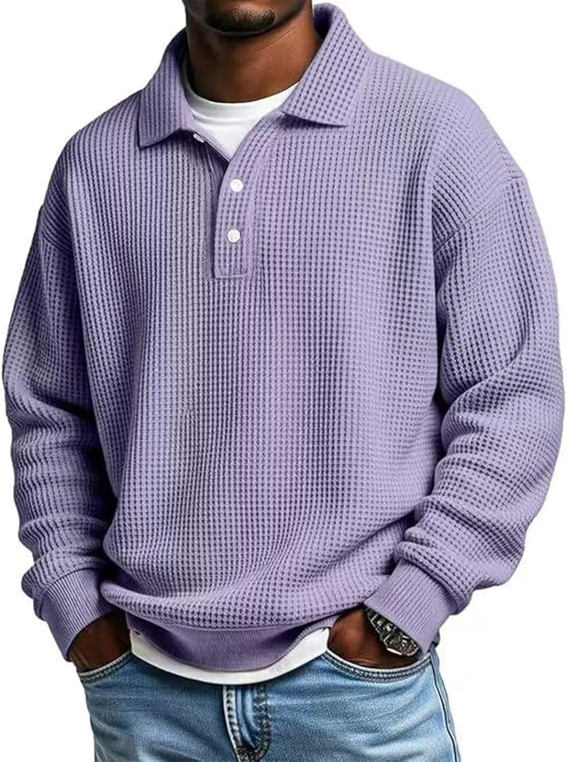 

Длинный поло для мужчин Big and Tall, вязаный с воротником