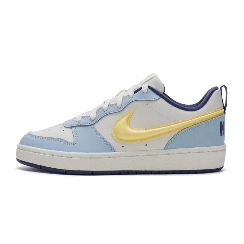 Nike Кроссовки для скейтбординга Court Borough Fabric Low top детские бело-сине-желтые Unisex