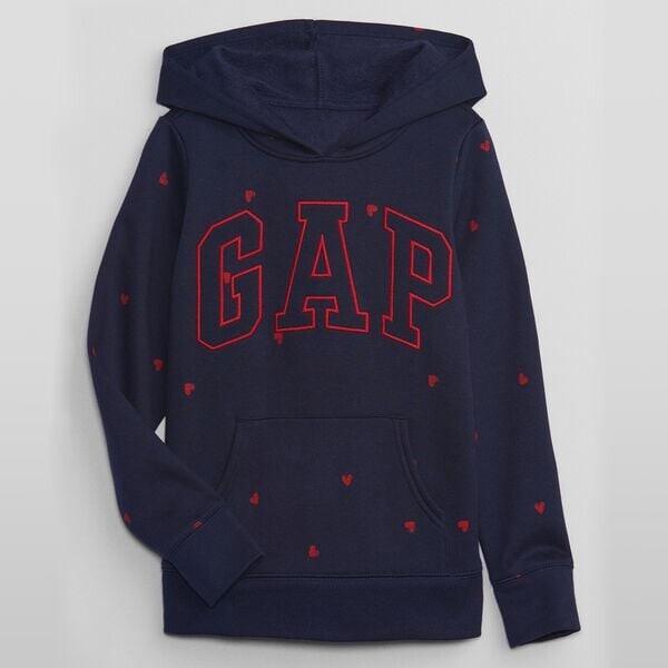 

Толстовка с капюшоном сердечками и вышитым логотипом Gap, синий