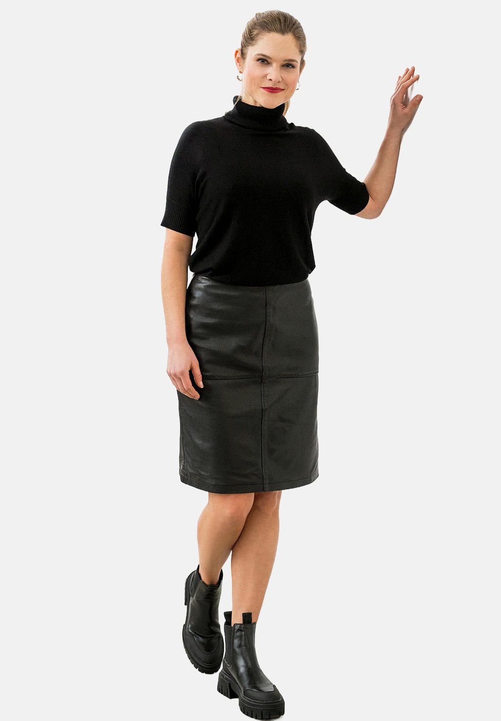 

Кожаная юбка A-line skirt Mauritius, черный