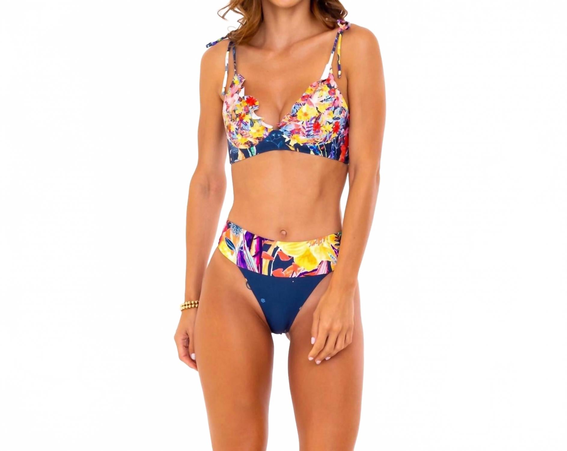 

Женский бикини-топ Piper Bralette с желтым цветочным принтом SOAH