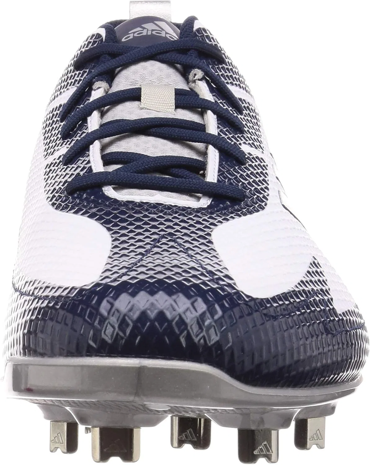 Бейсбольные кроссовки Adidas Adizero Stable Low с металлическими шипами, Crystal White Core Navy Silver — фото 2