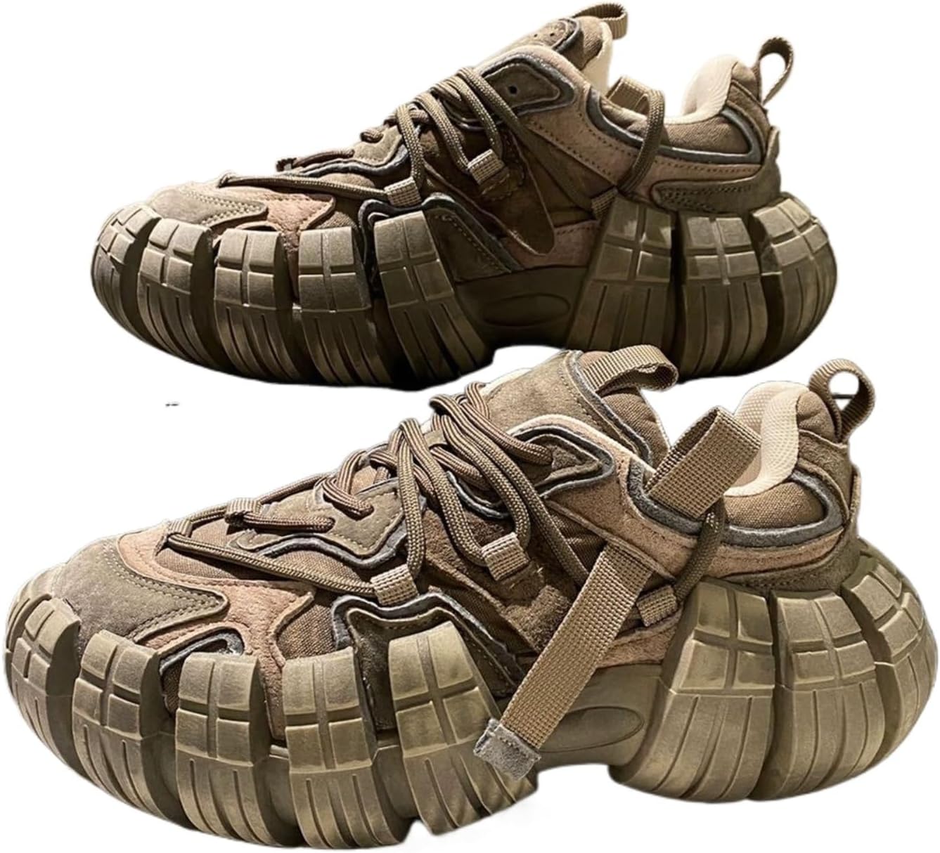 

Мужские массивные кроссовки в стиле 'папа' - ретро-спортивные кеды с подошвой с рисунком протектора, увеличивающей рост конструкции и амортизацией для ежедневной ходьбы Azttoztto, серый