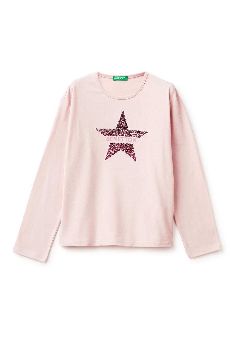 

Топ United Colors of Benetton WARM TOUCH RIBBED NECK, GRAPHIC . REGULAR FIT, Pink