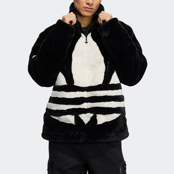 Куртка Men's adidas originals Contrasting Colors Large Logo Loose Stand Collar Sports Jacket Black, черный — фото 3