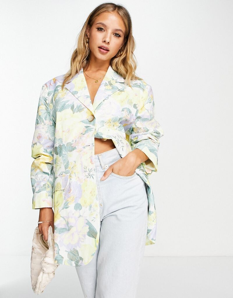 

Большой блейзер с цветочным принтом ASOS DESIGN