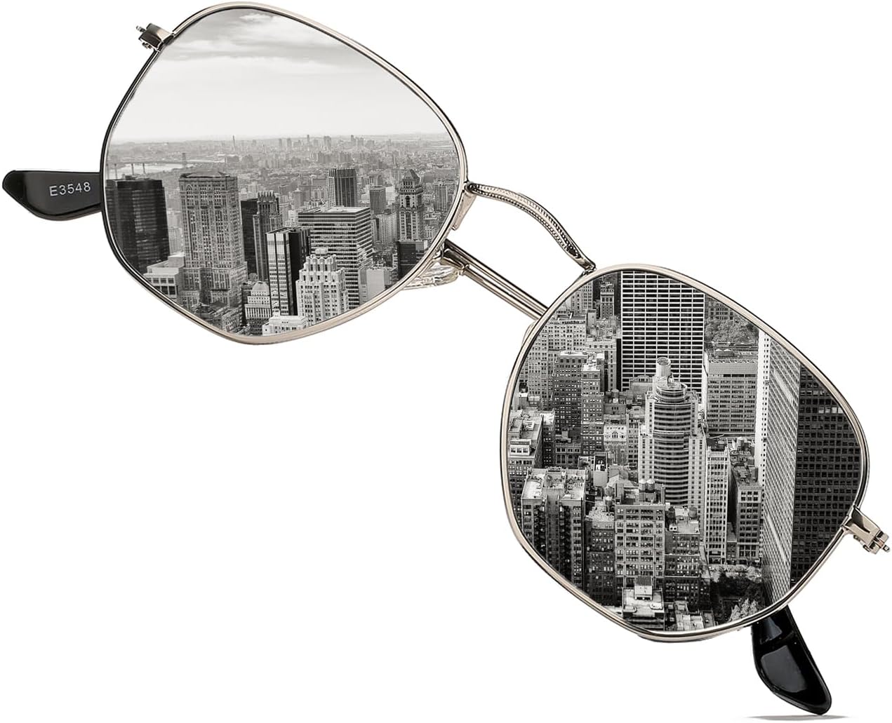 

Солнцезащитные очки HJSTES маленького размера с поляризацией, модные, в шестиугольной металлической оправе, с зеркальными линзами и защитой от УФ-излучения, A10 Silver/Silver Mirrored